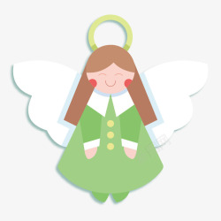 扁平的小天使绿色小天使矢量图高清图片