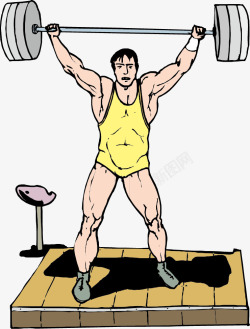 人物插图举起杠铃的男举重运动员素材