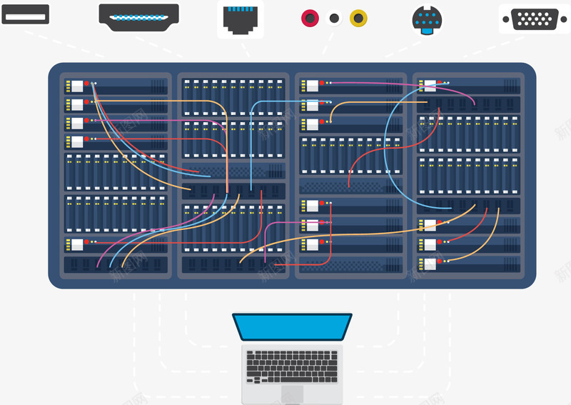 插口网关卡通风格服务器矢量图eps免抠素材_88icon https://88icon.com 大型服务器 扁平风格 插口 服务器 服务器机架 网关 蓝色服务器 矢量图