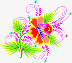 扁平手绘鲜艳的花卉文理图案素材