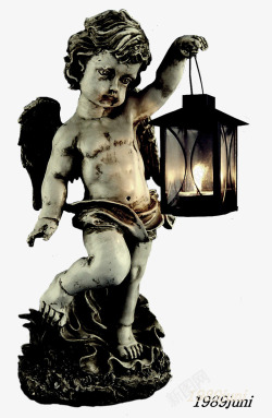 提灯的小天使雕像素材