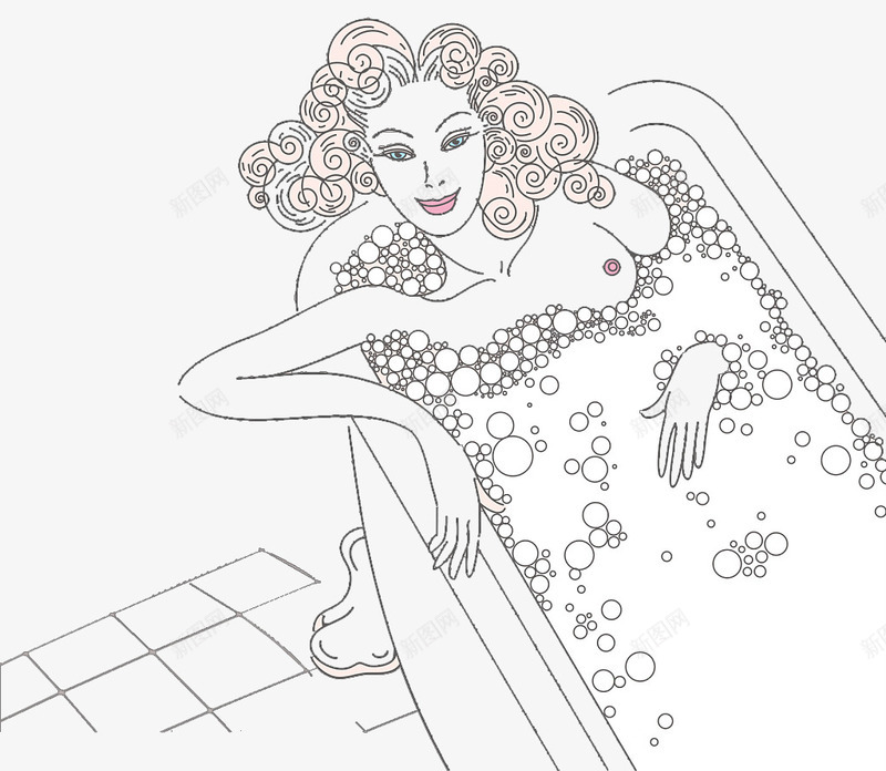 手绘时尚插图美女泡澡线稿png免抠素材_88icon https://88icon.com 手绘 时尚插图 泡泡浴 泡澡 浴缸 线稿 美女 美女泡澡