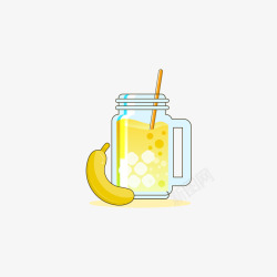 黄色瓶装香蕉汁矢量图素材
