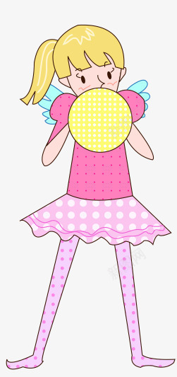 吹气球的女孩png免抠素材_88icon https://88icon.com 吹气球 小天使 粉色衣服 黄发女孩