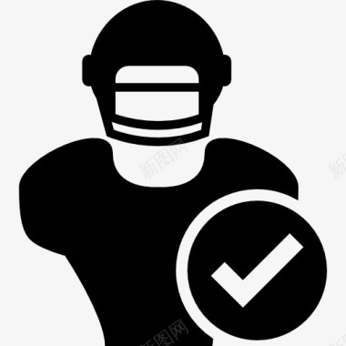 橄榄球运动员橄榄球运动员靠近验证标志图标图标