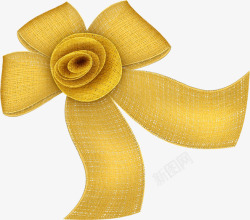 黄色镂空布条蝴蝶结素材