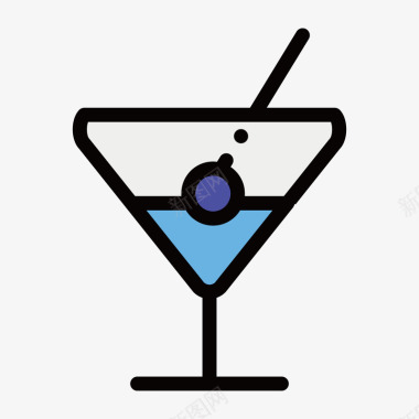 蓝色电灯泡蓝色手绘酒杯元素矢量图图标图标