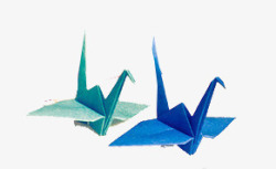 蓝色可爱折纸千纸鹤素材