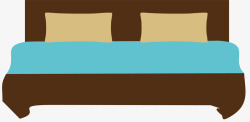 褐色扁平长方形家庭床矢量图素材