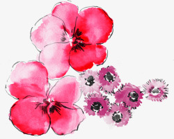 红色手绘鲜艳花朵装饰素材