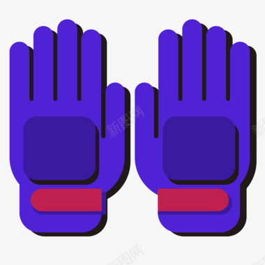 运动和比赛的体育馆足球运动紫色守门员手套矢量图图标图标