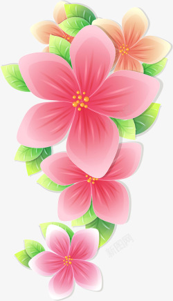 粉色鲜艳卡通花朵素材