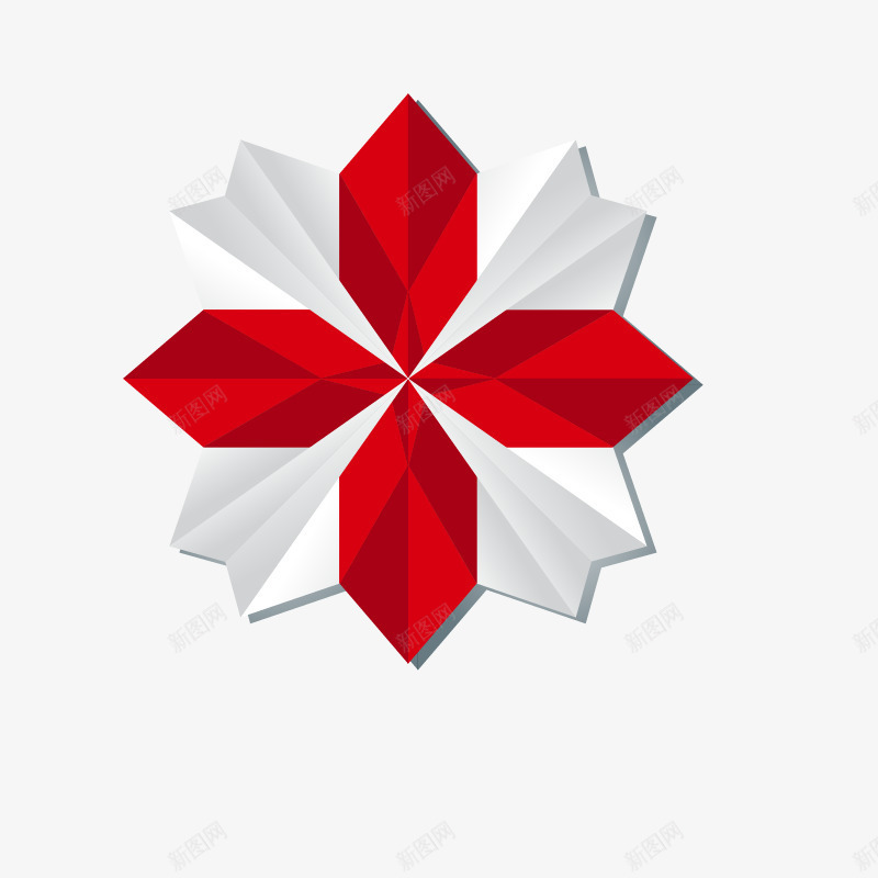 折纸雪花矢量图ai免抠素材_88icon https://88icon.com 圣诞折纸风格装饰 红白折纸风格装饰 红白装饰物 矢量图