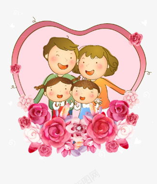 爱心家庭卡通手绘国际家庭日图标图标