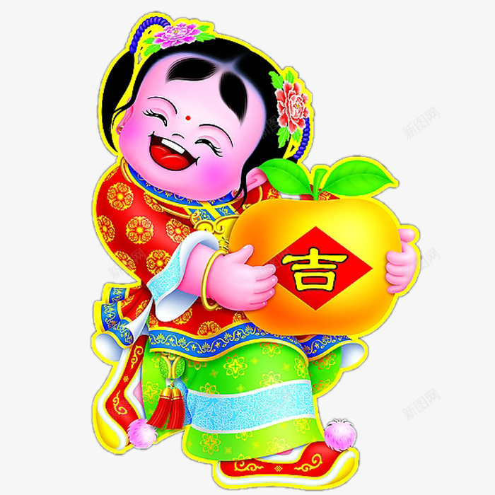 中国娃娃psd免抠素材_88icon https://88icon.com 中国元素 中国娃娃 新年 新年素材 福娃