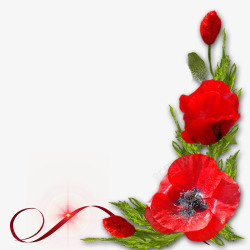 红色花卉装饰图案素材