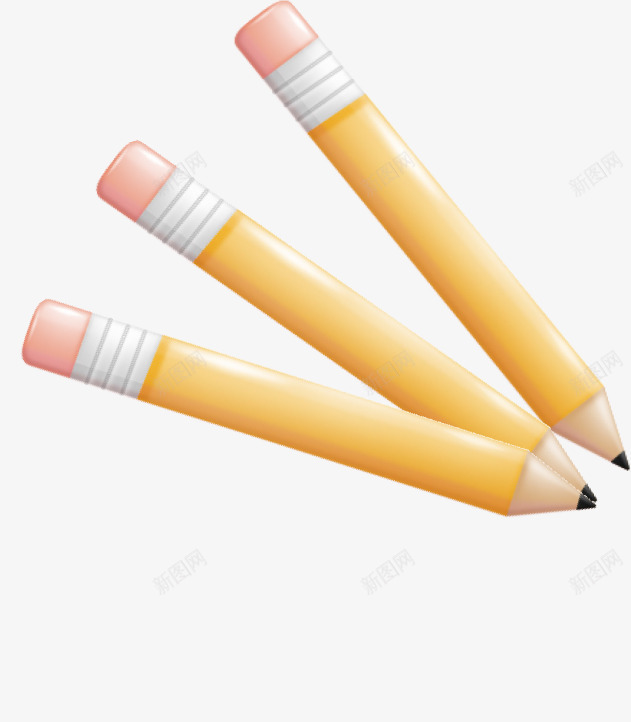 三支铅笔png免抠素材_88icon https://88icon.com 文具 画笔 笔 铅笔