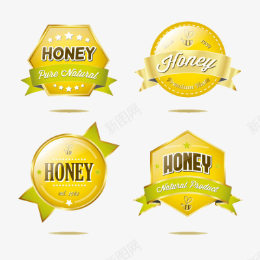 玻璃质感蜂蜜标签图标图标