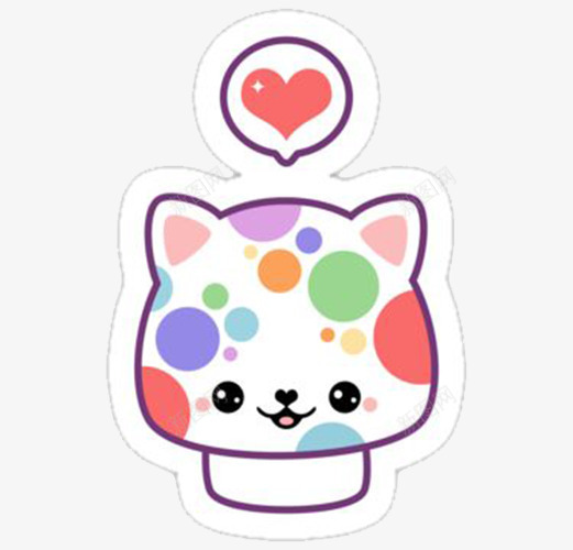 卡通波点猫咪png免抠素材_88icon https://88icon.com 书签 图案 装饰 贴纸