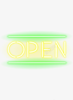 open开业绿色霓虹灯素材