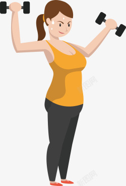 体育锻炼健美手绘卡通女性美体塑形高清图片