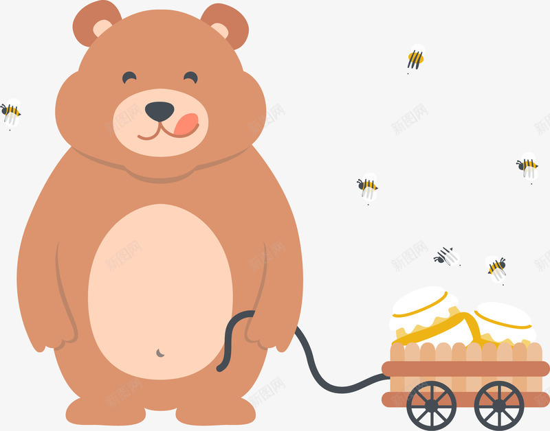 拉蜂蜜罐车的熊png免抠素材_88icon https://88icon.com 卡通矢量图 熊动物 蜂蜜 蜂蜜罐车 蜜蜂