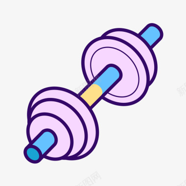 体育紫色手绘线稿健身元素矢量图图标图标