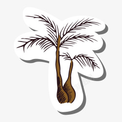 灰色椰子灰色扁平化椰子树元素高清图片