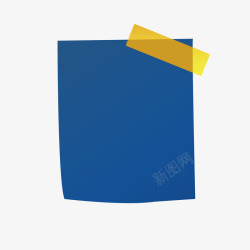 蓝色矩形贴纸黄色胶带矢量图素材