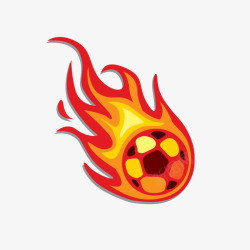 卡通红色燃烧的足球火球素材