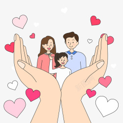 卡通手绘插画幸福家庭矢量图素材