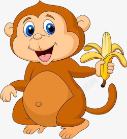 卡通猴子吃香蕉素材