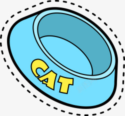 猫盆卡通蓝色猫粮盆子高清图片