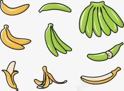 立体香蕉皮香蕉水果矢量图高清图片