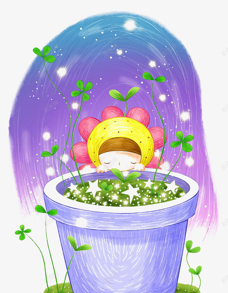 花盆里的天使png免抠素材_88icon https://88icon.com 插画 童话故事 花盆里的天使 装饰