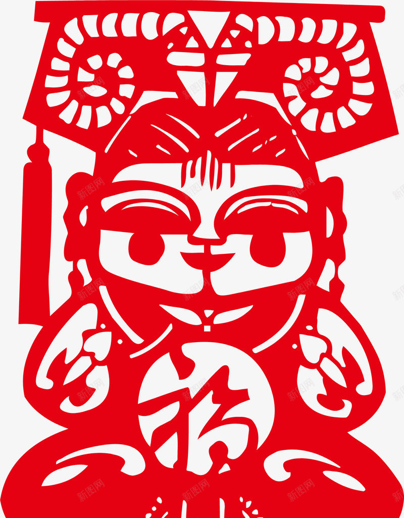 春节红色福娃剪纸png免抠素材_88icon https://88icon.com 中国风 喜庆 新春剪纸 春节剪纸 福娃剪纸 红色剪纸