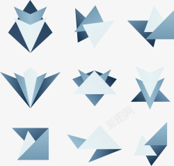 蓝色折纸流程步骤图素材