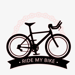 卡通手绘自行车比赛标签矢量图素材