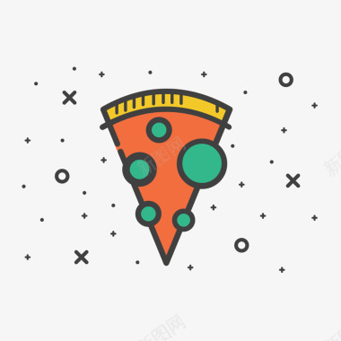彩色手绘线稿披萨美食元素图标图标