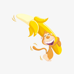 抱香蕉的猴子矢量图素材