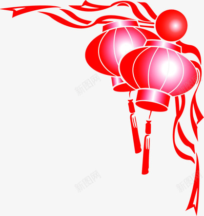 手绘红色灯笼贴纸png免抠素材_88icon https://88icon.com 灯笼 红色