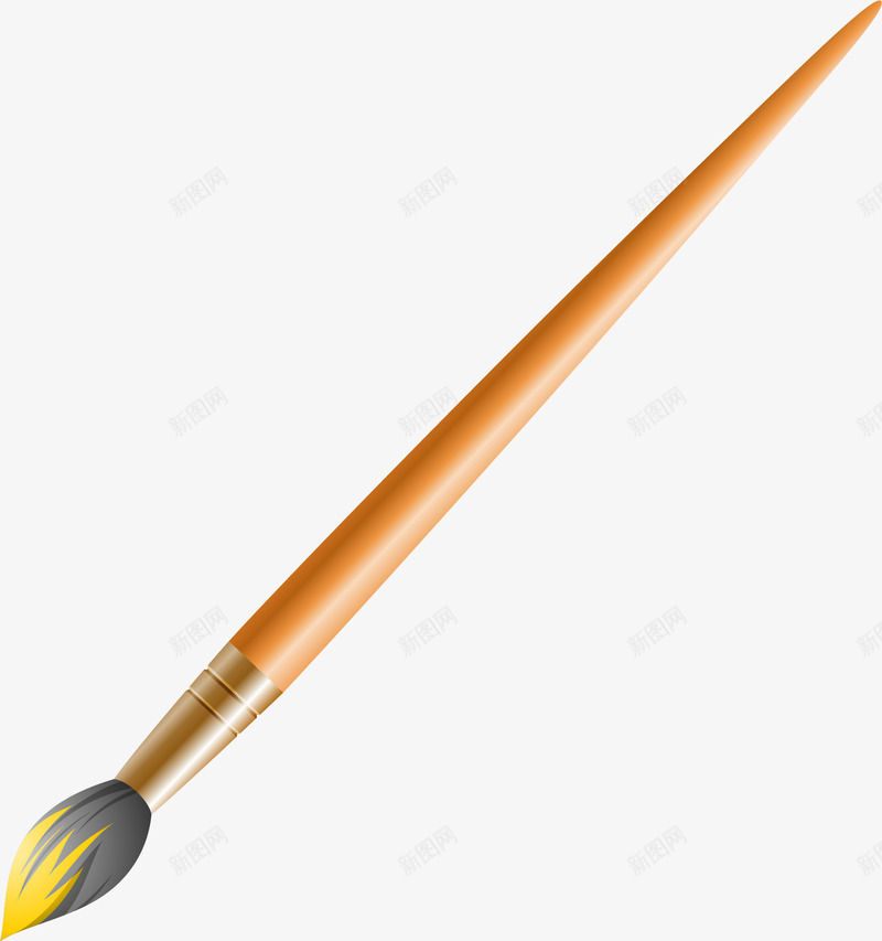 卡通绘画笔毛笔装饰矢量图ai免抠素材_88icon https://88icon.com 免抠 免费PNG 文具 毛笔 装饰 黄色 矢量图