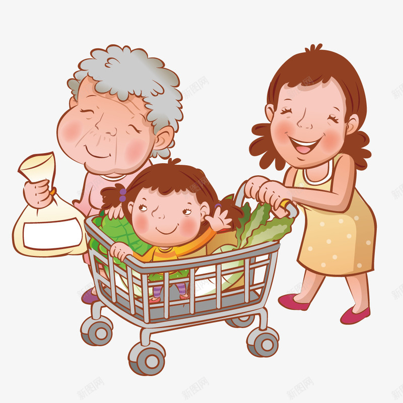 一家人在购物png免抠素材_88icon https://88icon.com 亲情 家人 家庭 手绘 插画 购物