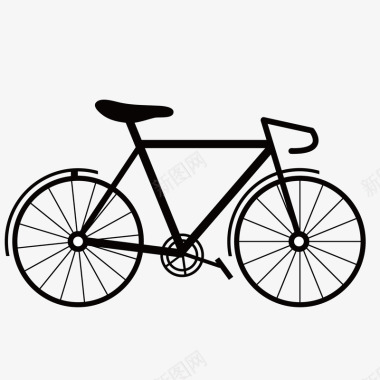 自行车黑色扁平自行车矢量图图标图标