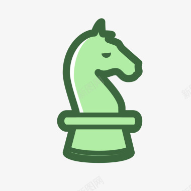 矢量卡通马头绿色手绘象棋元素矢量图图标图标