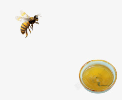 唯美卡通蜜蜂蜂蜜碗素材