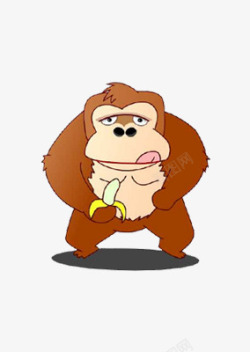 卡通可爱大猩猩吃香蕉素材
