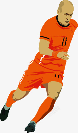 橙衣立体足球球员素材