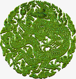 绿色镂空古典龙纹素材