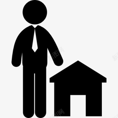 男人站在房子图标图标